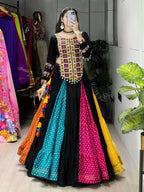 Yash Enterprise Multicolor Rayon Cotton Embroidery Semi Stitched Navratri Chaniya Choli | Grocsy