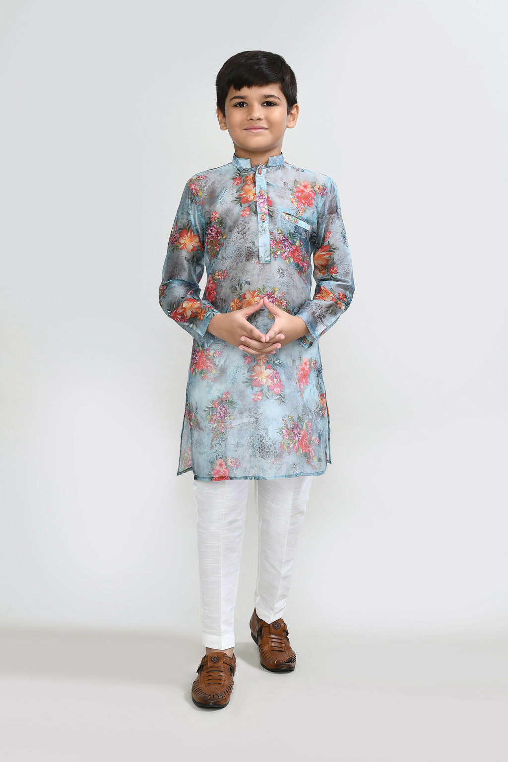Joban Fashion Georgette Sea Green Kurta With Straight Fit Pant | Grocsy
