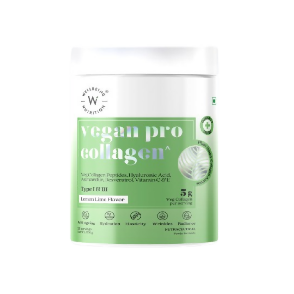 Wellbeing Nutrition Vegan Pro Collagen Hyaluronic Acid Skin & Hair Lemon Lime Flavour | Grocsy