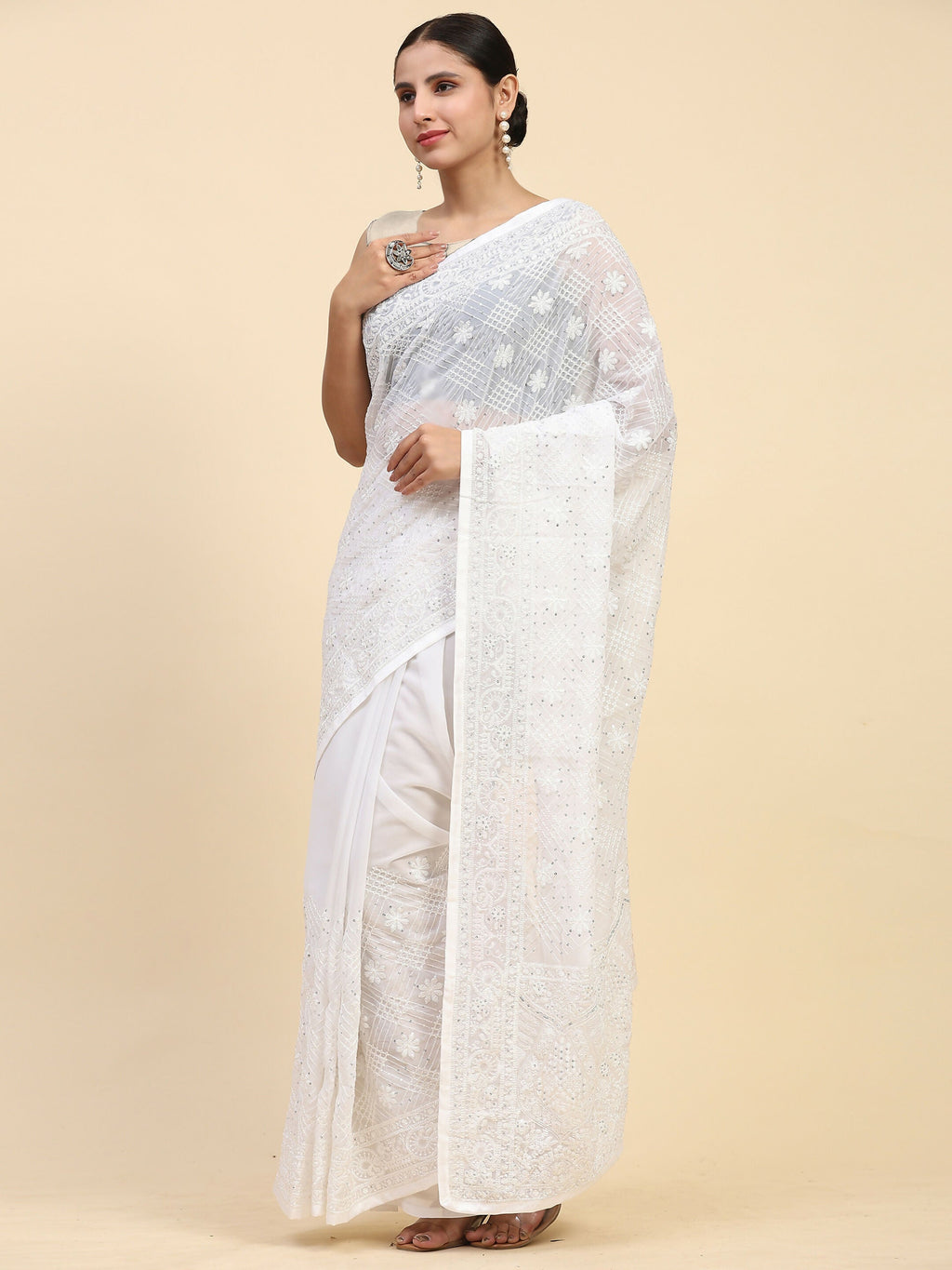 Vamsee Hemangi Georgette Saree | Grocsy