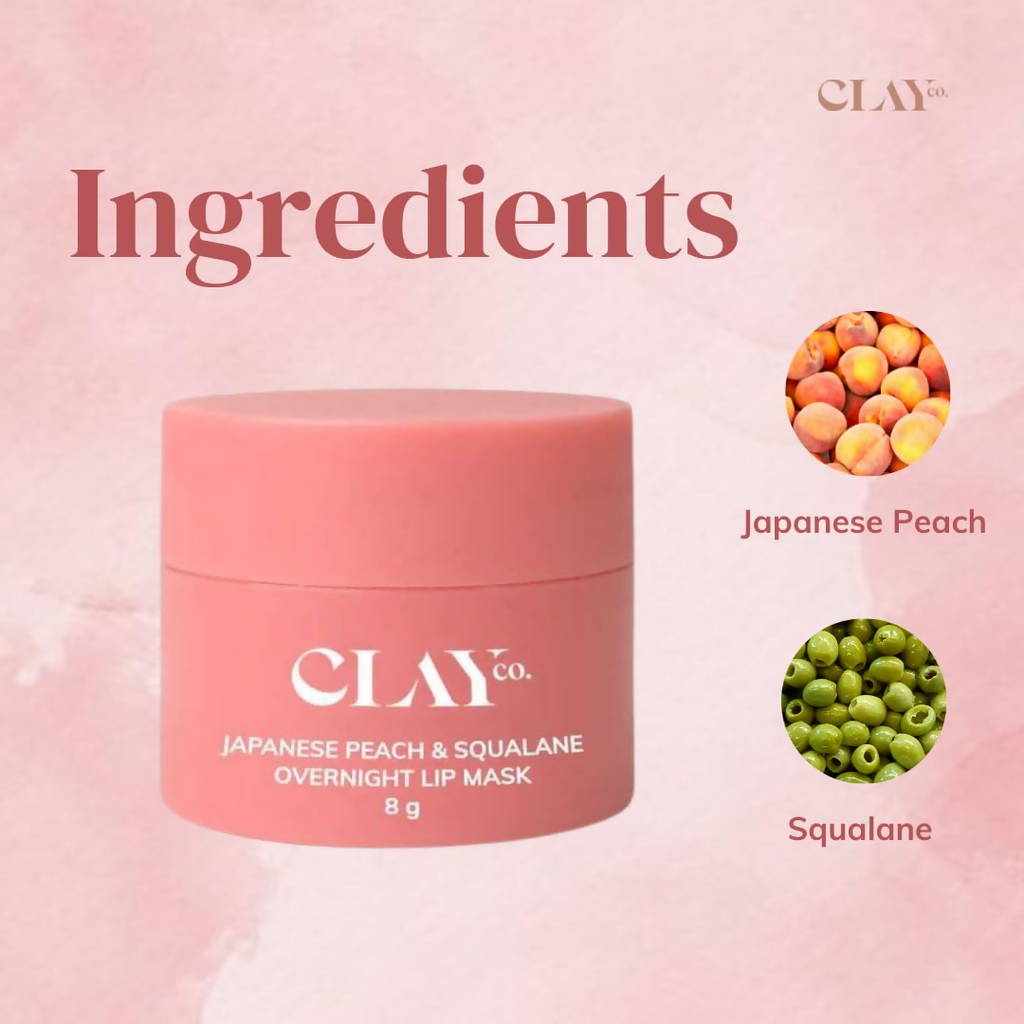 Clayco Japanese Peach & Squalane (Plant) Overnight Lip Mask | Grocsy