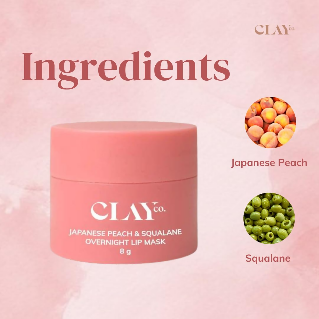 Clayco Japanese Peach & Squalane (Plant) Overnight Lip Mask | Grocsy