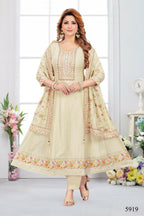 Joban Fashion Chinon Silk Cream Color Kurta Set | Grocsy