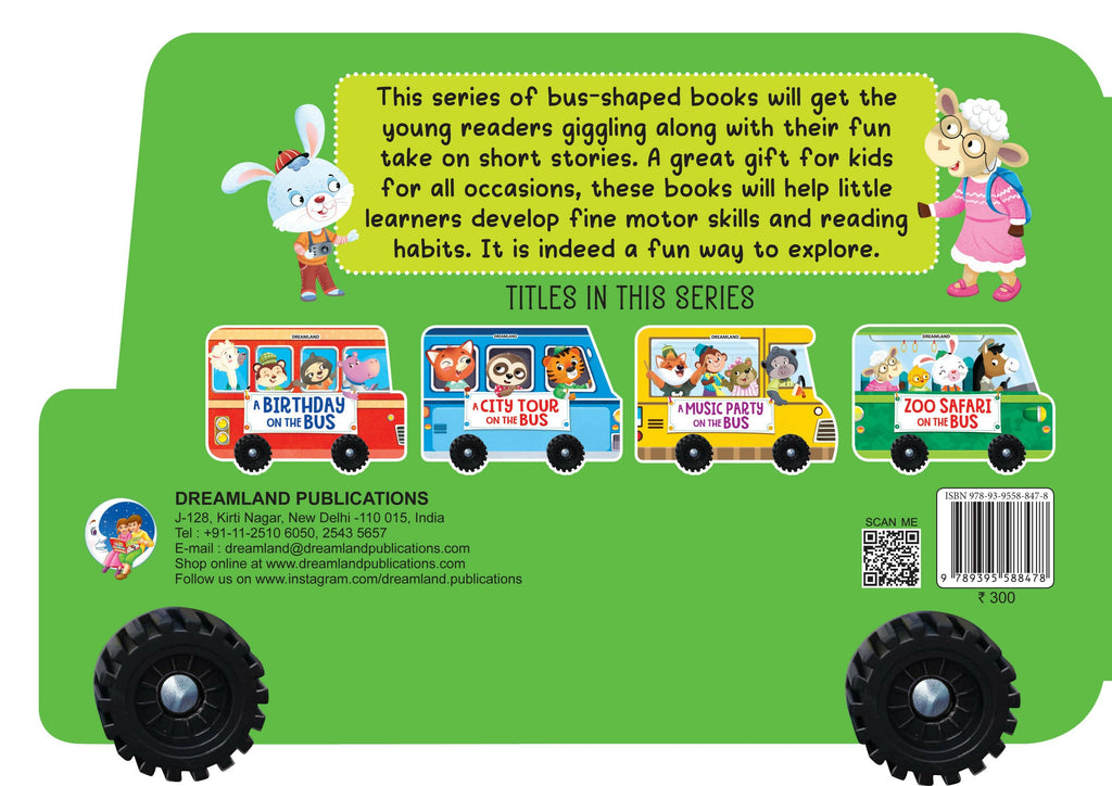 Dreamland Zoo Safari on the Bus- A Shaped Board book with Wheels : Children Picture Board Book | Grocsy