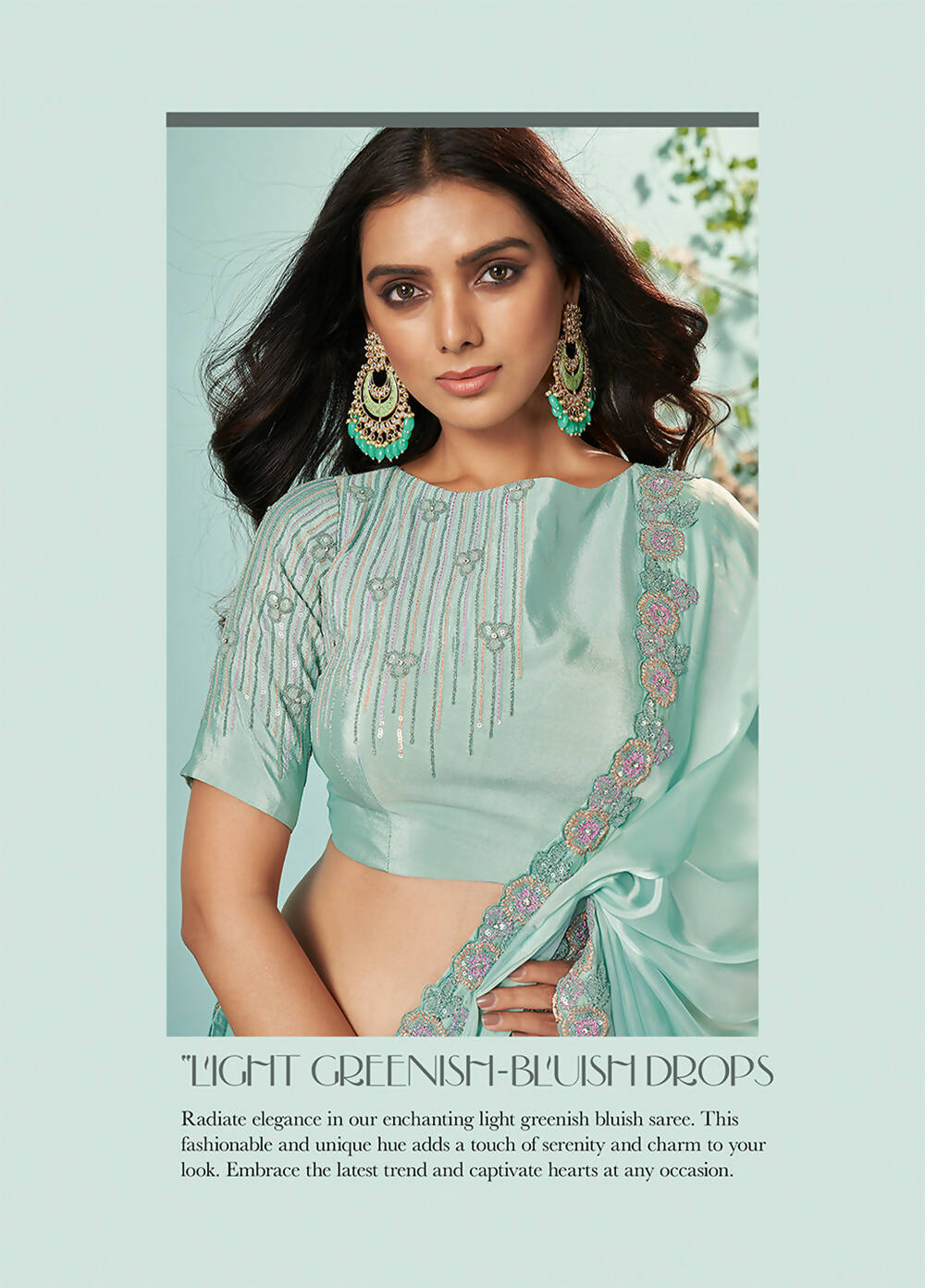 Sea Green Organza Silk Crepe Solid Saree With Unstitched Blouse Piece - Norita Ikshita | Grocsy