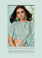Sea Green Organza Silk Crepe Solid Saree With Unstitched Blouse Piece - Norita Ikshita | Grocsy