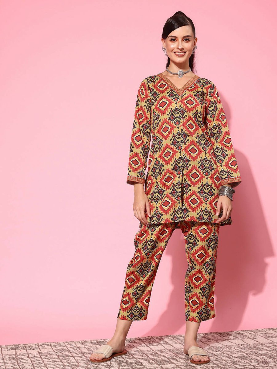 Ahalyaa Women's Traditional Wear Co-ods - Mustard | Grocsy