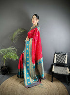 Joban Fashion Hot Pink Banarasi Soft Silk Woven Butti Saree | Grocsy