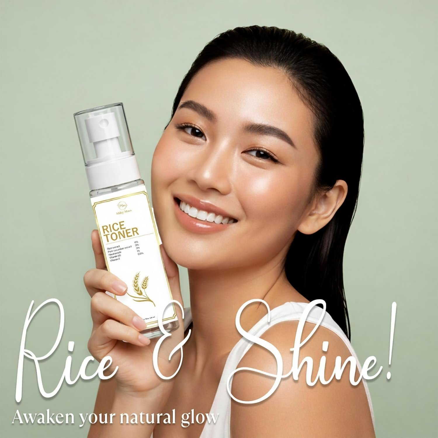 Milky Moon Rice Water Face Toner with Niacinamide & Ginseng For Clear, Glass Korean Skin | Grocsy