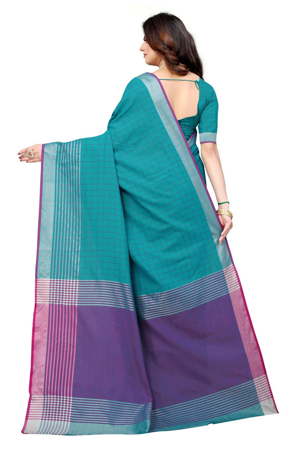 Vamika Blue Cotton Silk Saree | Grocsy
