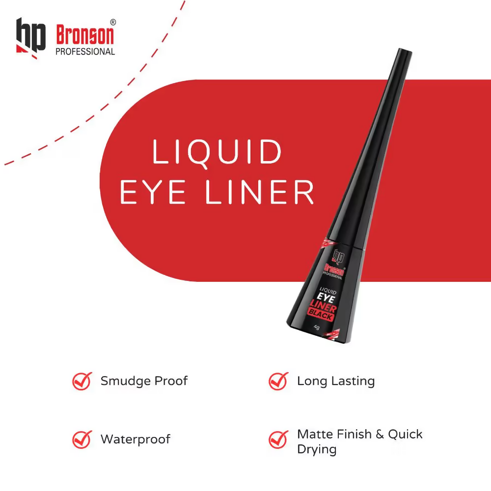 Bronson Professional Liquid Eyeliner Smudgeproof ,Lightweight, Matte Finsih Eyeliner - Black | Grocsy