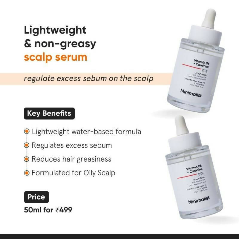Minimalist Vitamin B6 + Carnitine 03% Scalp Hair Serum | Grocsy