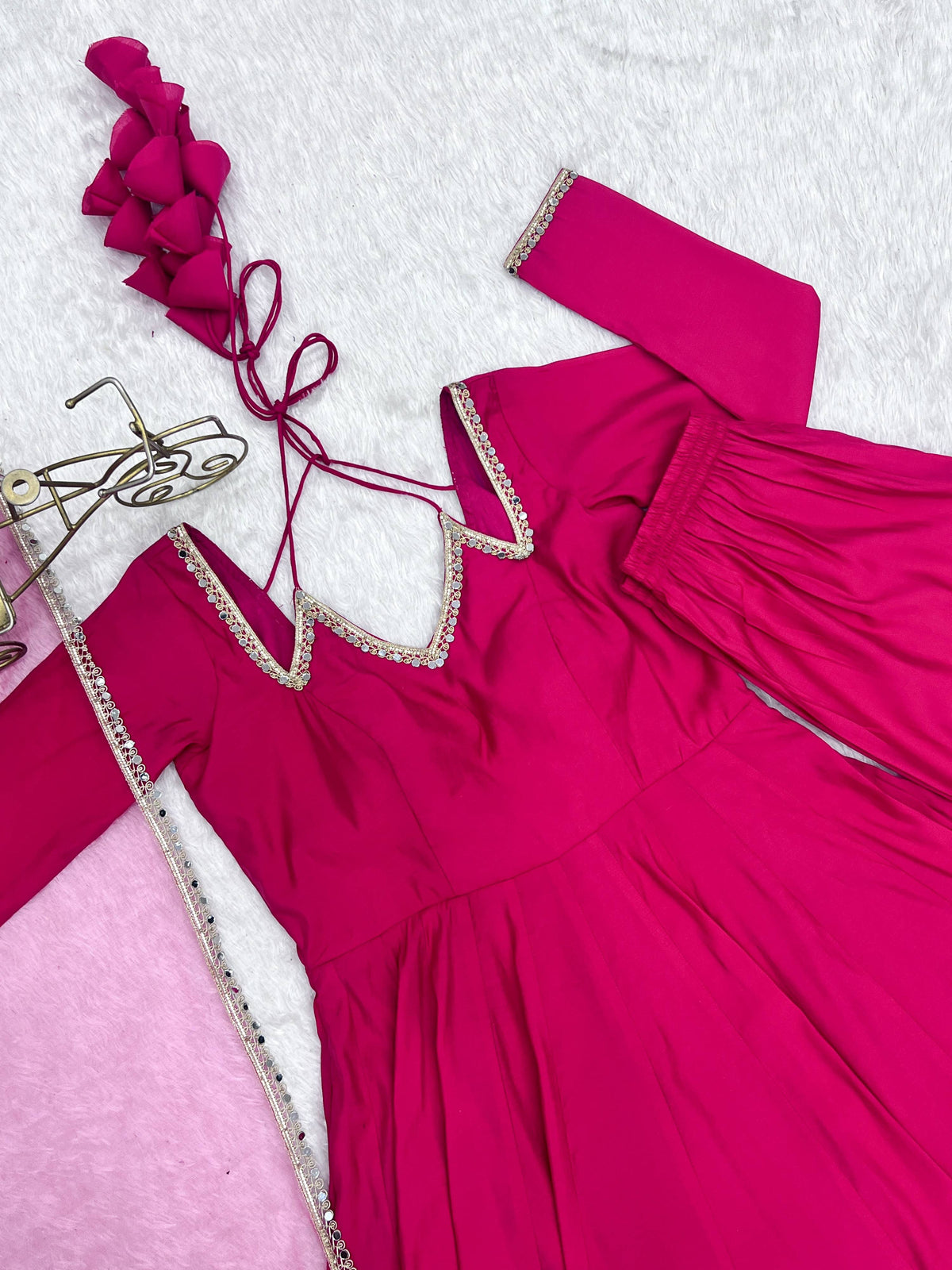 Evanik Women Ranipink Ethnic Anarkali Kurta Set For Festive & Wedding Wear | Grocsy