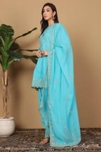 Joban Fashion Turquoise Georgette Kurta Set | Grocsy