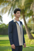 Duo Draft Navy Blue Shacket by Hilo Design | Grocsy