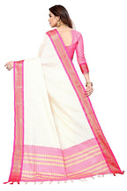 Vamika Weaving White Cotton Silk Saree (DEVAL PINK) | Grocsy