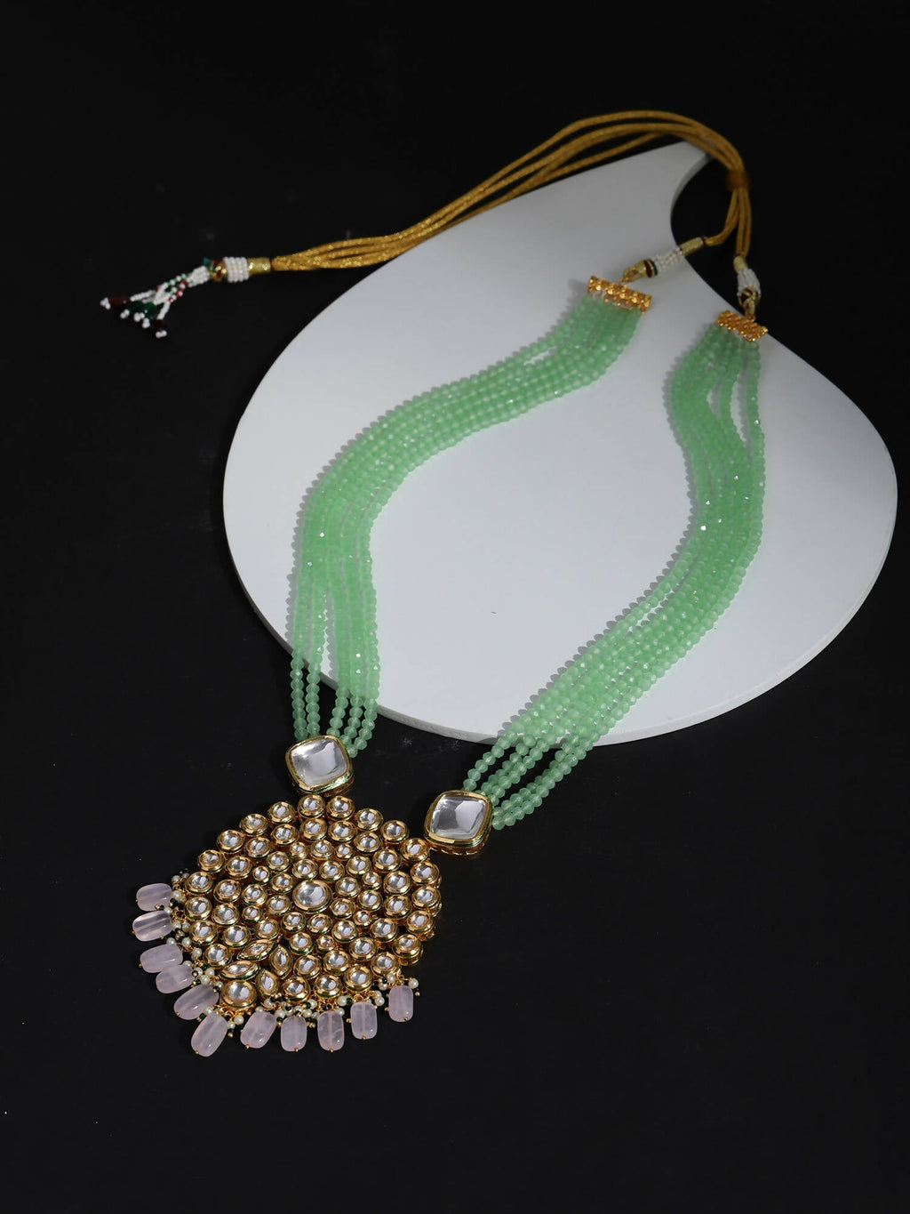 Gold-Toned Green Brass Gold-Polished Necklace - Ruby Raang | Grocsy