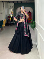 Vastranavya Party Wear Sequins And Delicate Embroidery Work Belt Lehenga Choli - Black | Grocsy