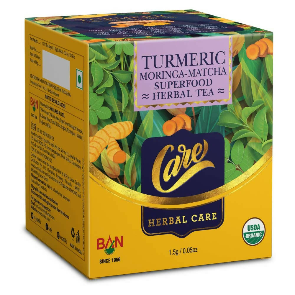 Care Turmeric Moringa-Matcha Superfood Herbal Tea Bags | Grocsy