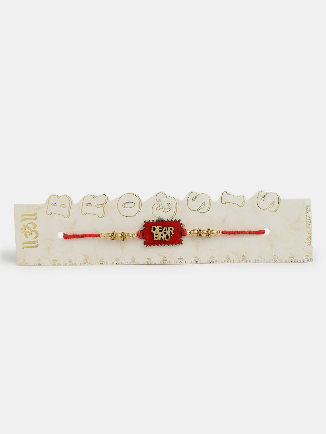NVR Men Set of 4 Gold-Toned Stone-Studded & Beaded Rakhi With Roli Chawal | Grocsy