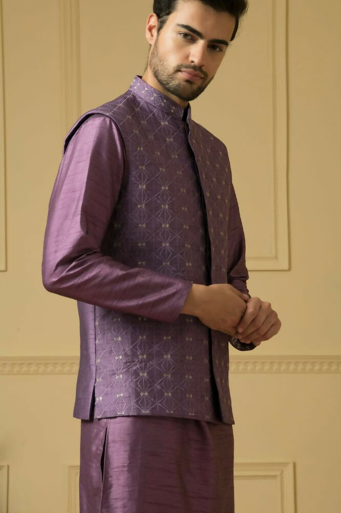 Purplebee Nehru Jacket Set by Hilo Design | Grocsy