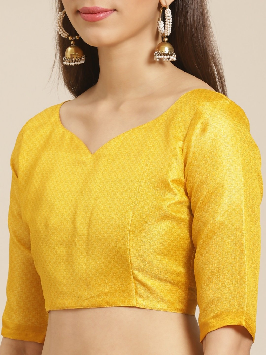 Saree Mall Mustard Yellow & Blue Printed Saree | Grocsy