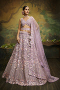 House of Panchhi Mauve Net Multi Sequins with heavy Zarkan embroidery Lehenga choli & Dupatta | Grocsy