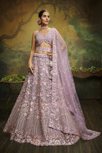 House of Panchhi Mauve Net Multi Sequins with heavy Zarkan embroidery Lehenga choli & Dupatta | Grocsy
