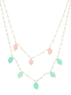 Beaded Green and Pink Motif Necklace - Ruby Raang | Grocsy
