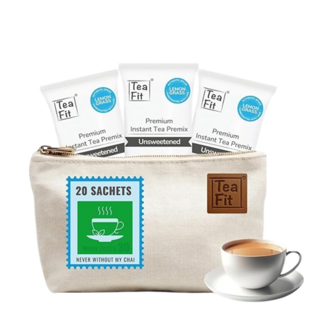 TeaFit Premium NO SUGAR Instant Lemongrass Tea Premix - Travel Pack | Grocsy