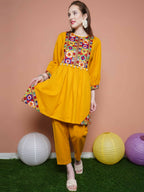 Women Republic Mustard Cotton Kurta Set | Grocsy