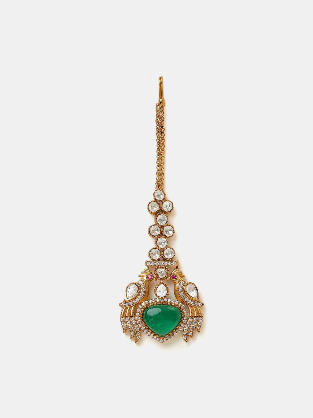 Ruby Raang Heart Kundan Maang Tikka | Grocsy