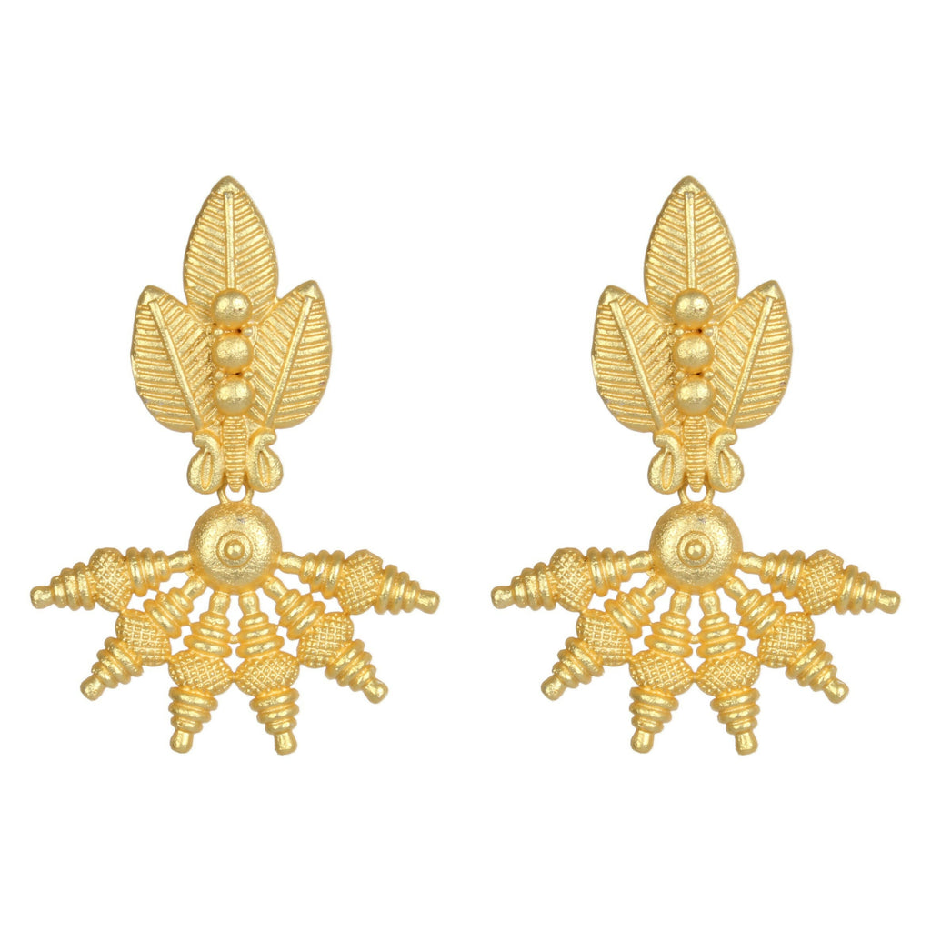 Joban Fashion Women Matte Gold Brass Earrings | Grocsy