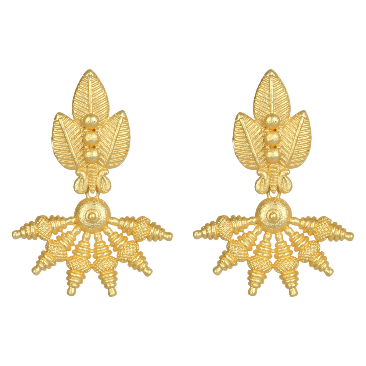 Joban Fashion Women Matte Gold Brass Earrings | Grocsy