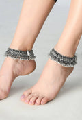 Mominos Fashion Kamal Johar Oxidised Silver Heavy Design Anklets | Grocsy