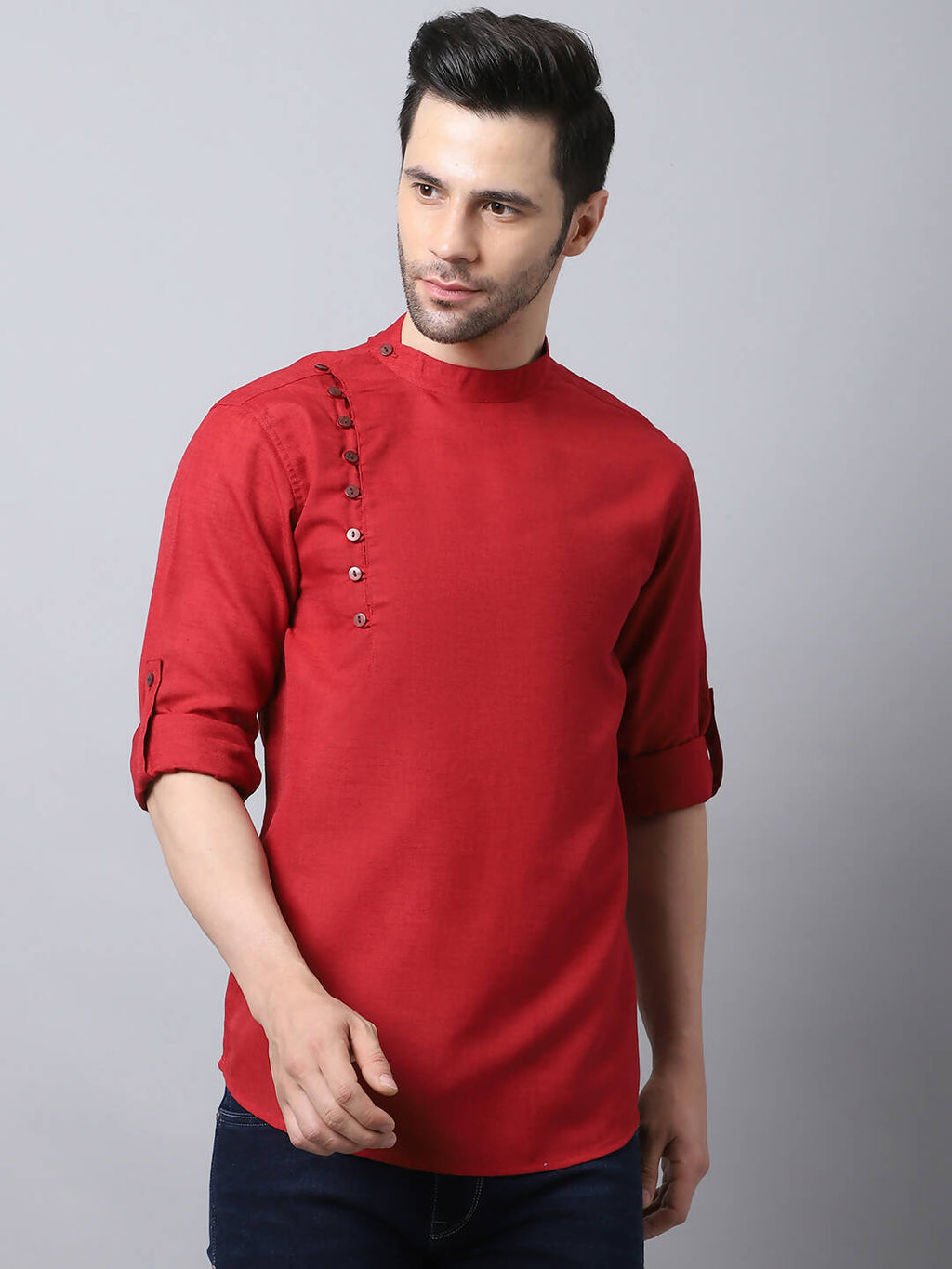 Even Apparels Maroon Pure Cotton Men's Kurta With Side Placket | Grocsy