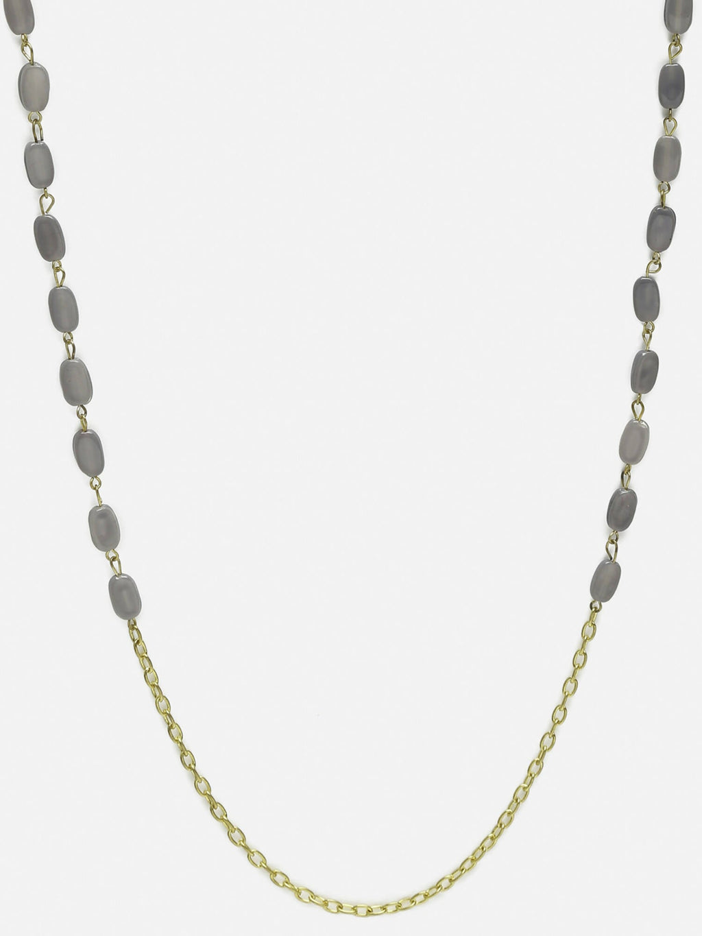 Grey Gold-Toned Alloy Gold-Polished Mask Chain - Ruby Raang | Grocsy