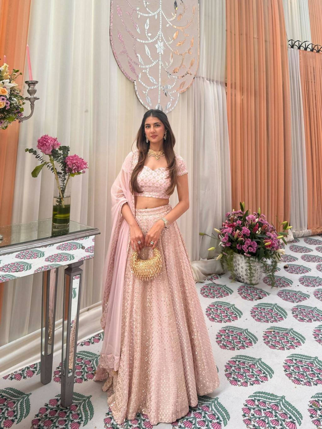 Lehenga Mart Designer Indian Wedding Lehenga Choli-Pink | Grocsy