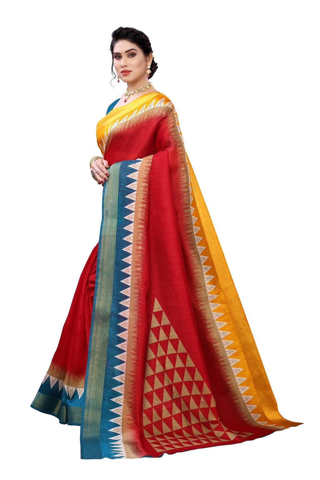 Vamika Maroon Linen Jari Border Saree Online At Low Price | Grocsy