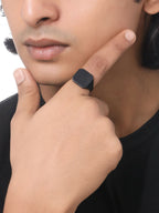 NVR Men's Set of 2 Black Rhodium-Plated Finger Ring | Grocsy