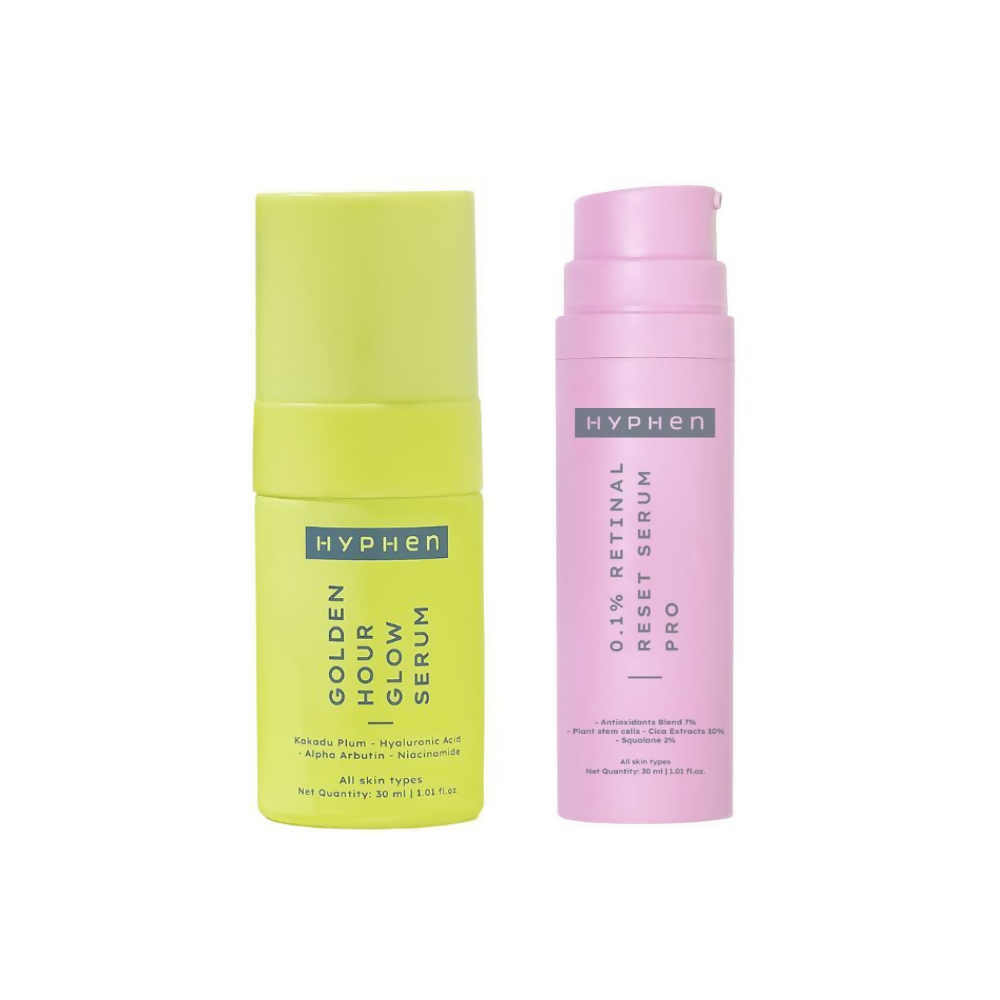 Hyphen By Kriti Sanon Golden Hour Glow Serum & 0.1% Retinal Reset Serum Pro Combo | Grocsy