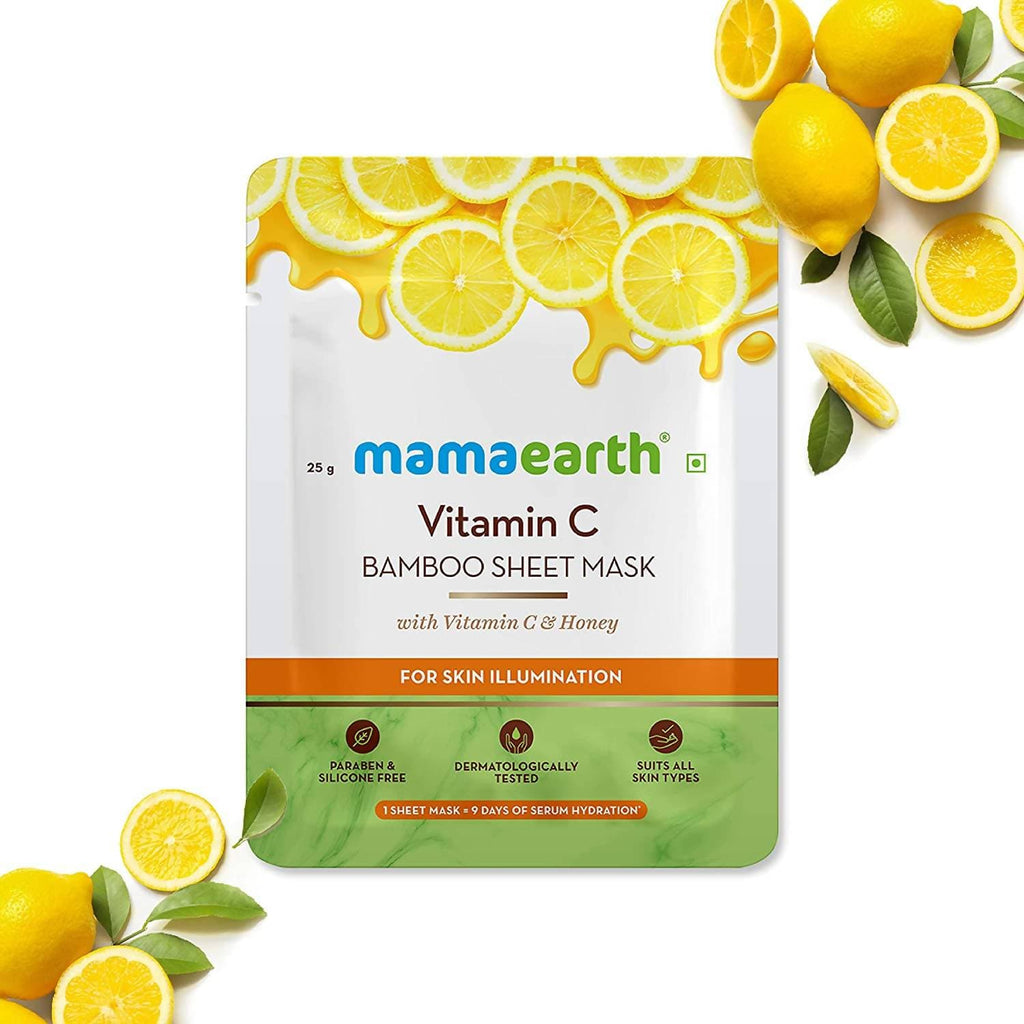 Mamaearth Vitamin C Bamboo Sheet Mask For Skin Illumination | Grocsy