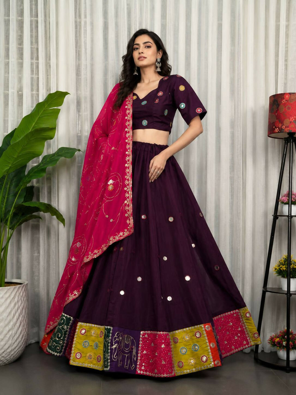 Lehenga Mart Wine Designer Navratri Lehenga Choli for Women | Grocsy