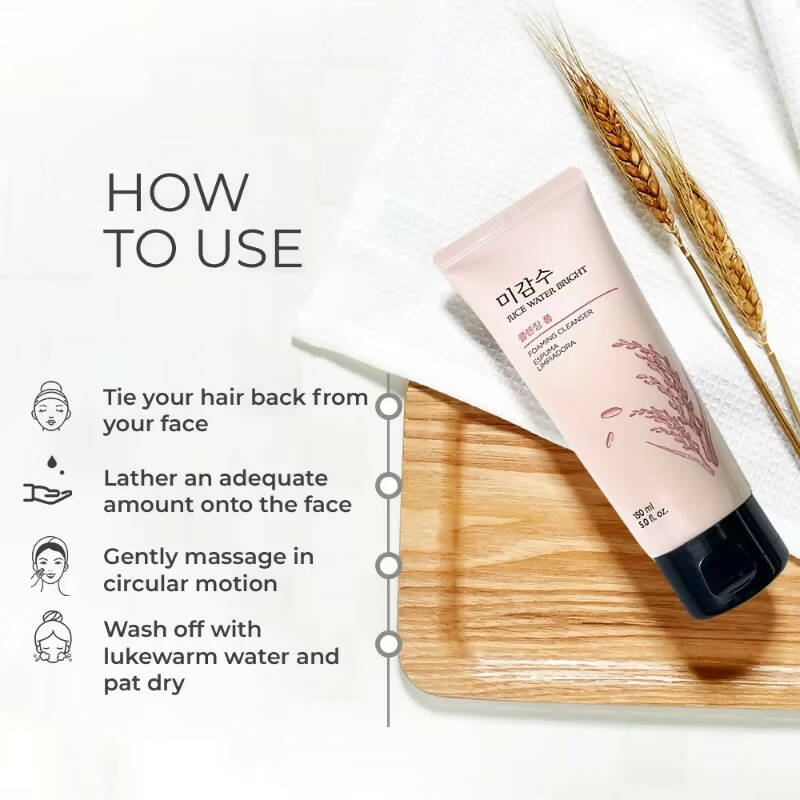 The Face Shop Rice Water Bright Foaming Cleanser - Korean Skincare | Grocsy