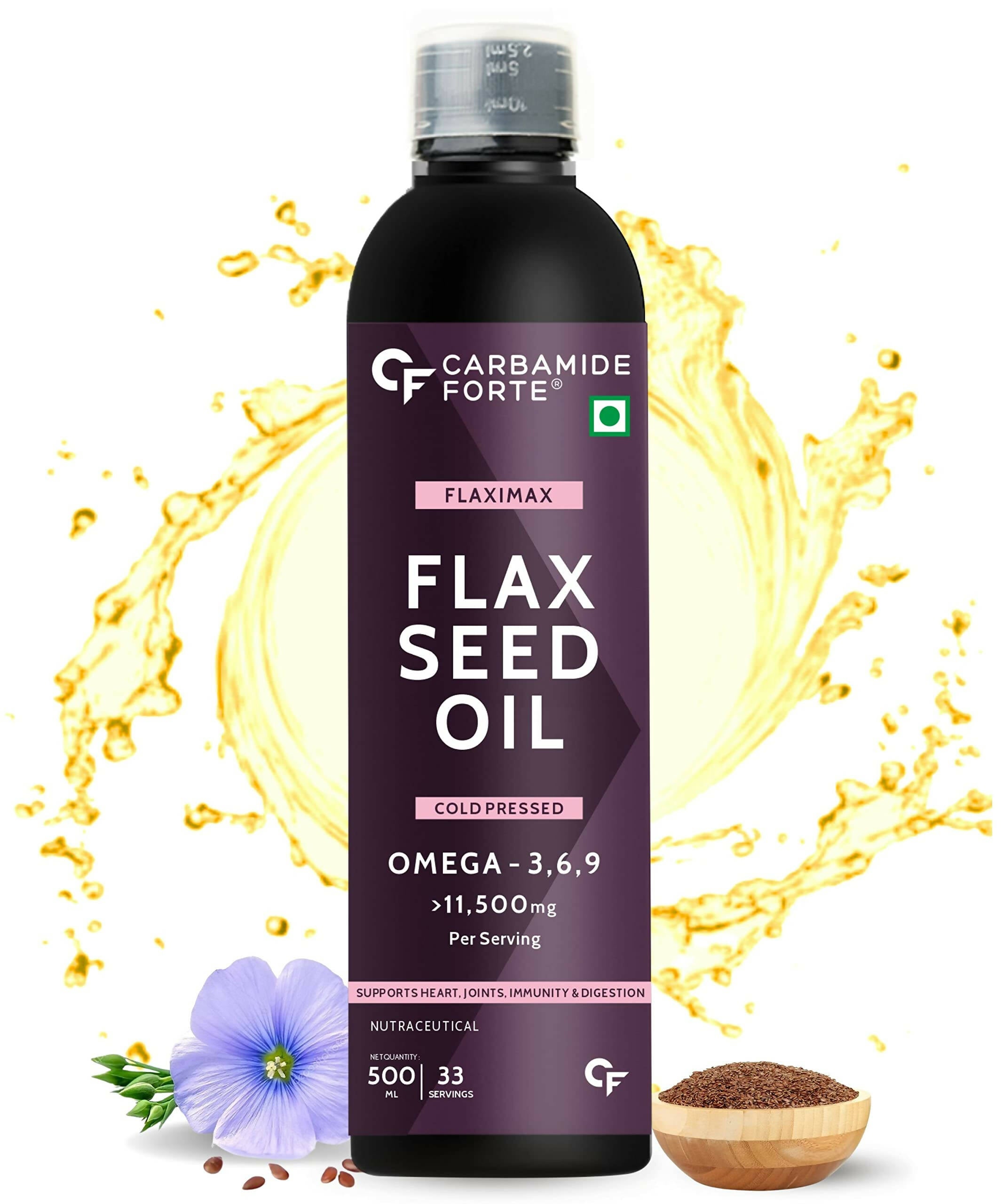 Carbamide Forte Flaxseed Omega 3 6 9 Oil for Eating Skin & Hair Growth | Grocsy