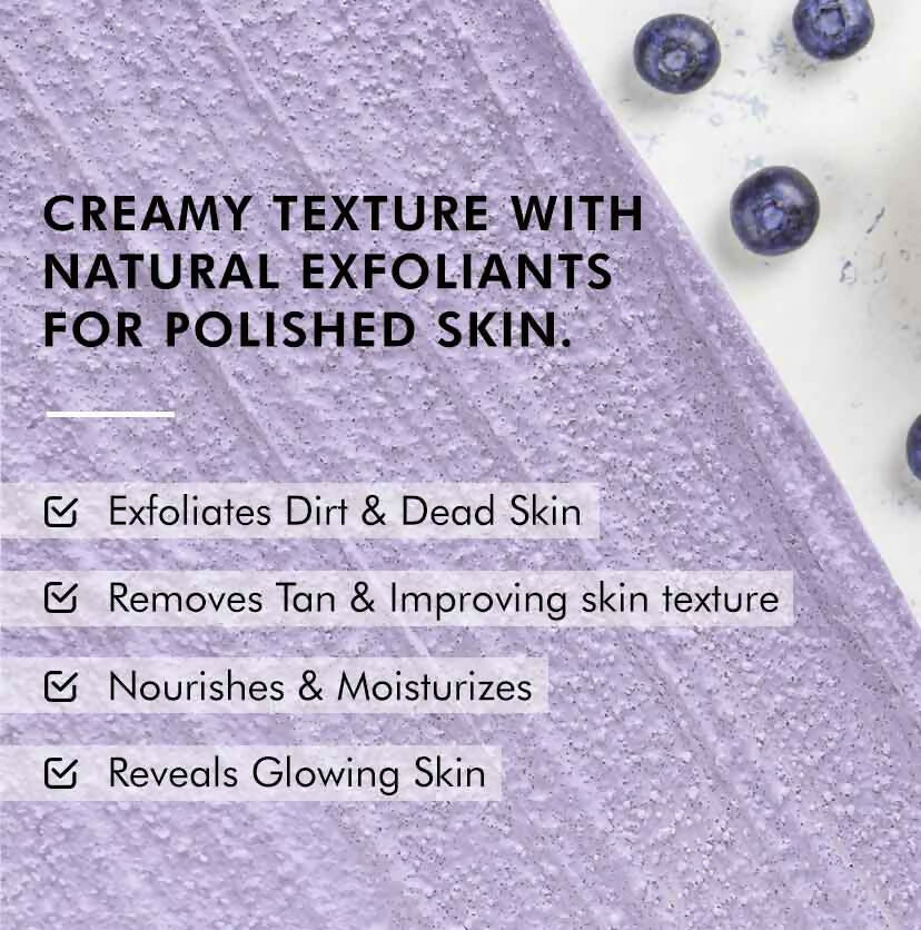mCaffeine Blueberry Breeze Body Scrub, Exfoliates, Removes Tan, Fruity Blueberry Aroma | Grocsy
