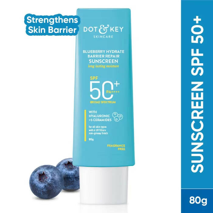 Dot & Key Blueberry Hydrating Barrier Repair Face Sunscreen SPF 50+,PA++++ With Hyaluronic & 5 Ceramides | Grocsy