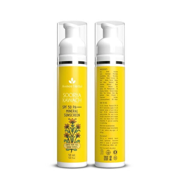 Avimee Herbal Soorya Kawach (Suncreen) SPF50 PA++++ For All Skin Types | Grocsy