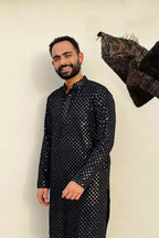 Black Mirror Designer Kurta by Hilo Design | Grocsy