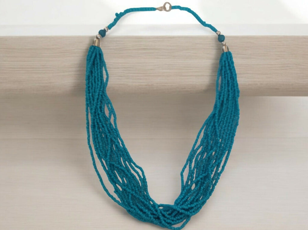 Inhanns Bloom Handmade Beaded Only Necklace - 12 Layers - Sky Bule Necklace | Grocsy